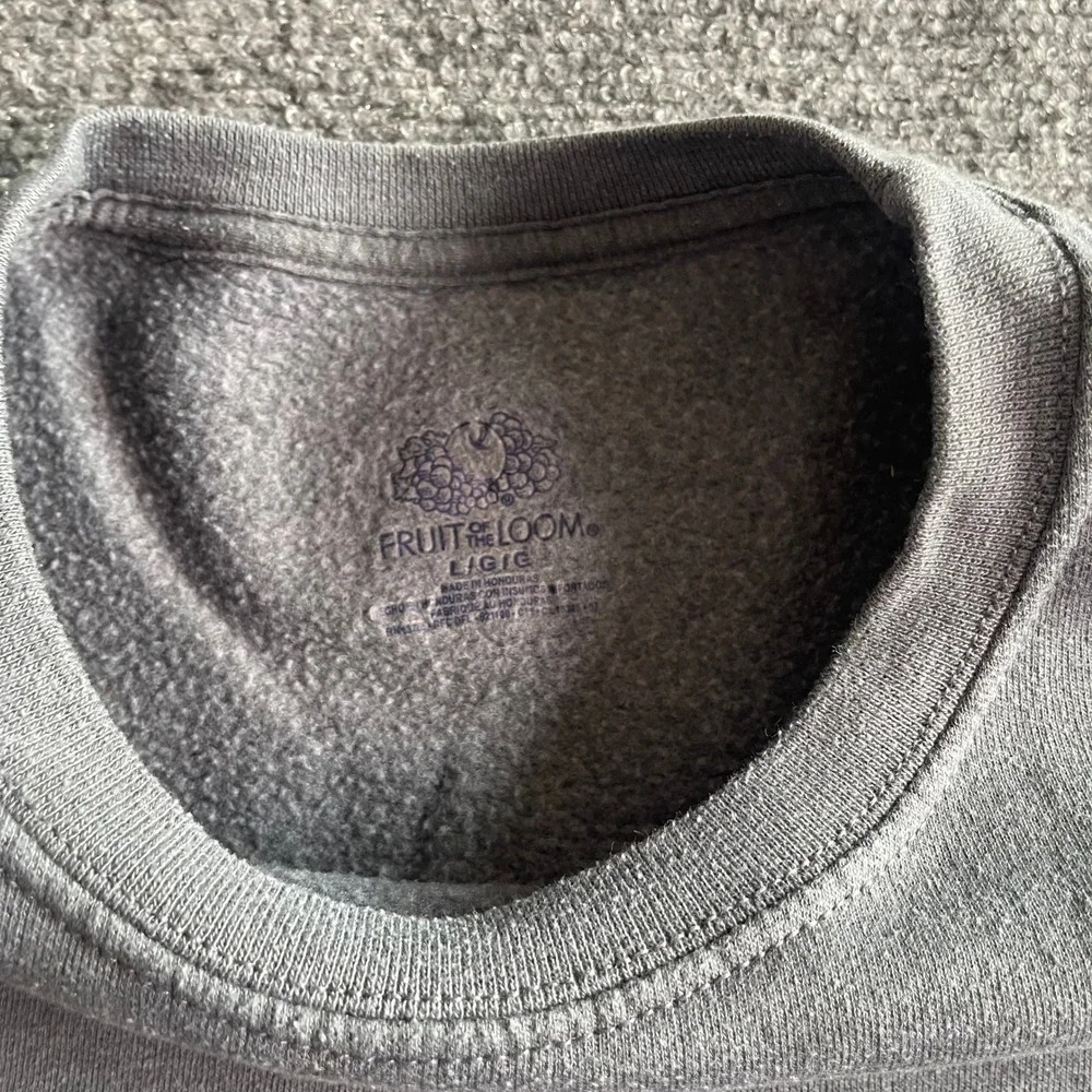 Fruit of the Loom‎ Mens Crewneck Sweatshirt Large Charcoal Grey Faded Fleece